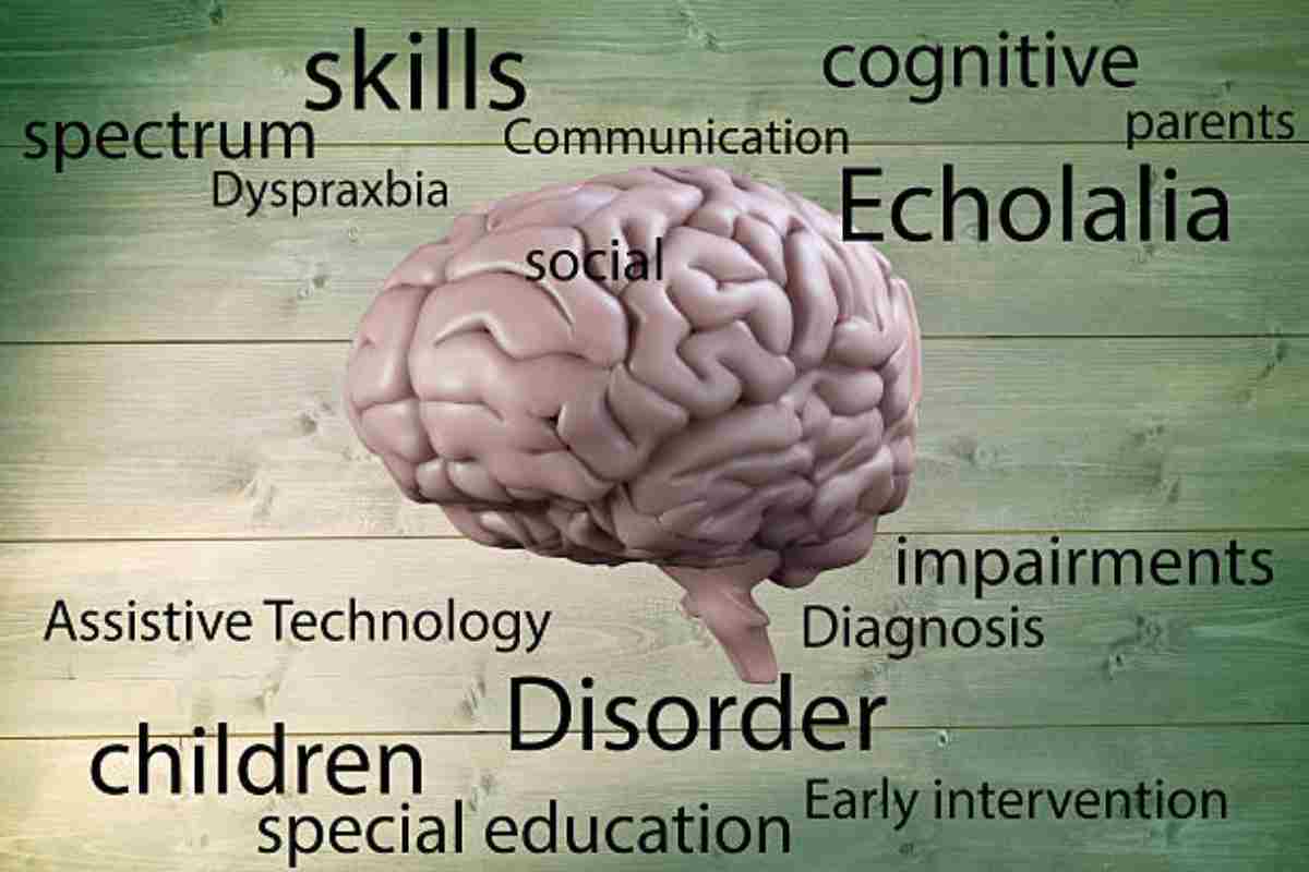 Cervello umano con diversi sintomi dell'autismo